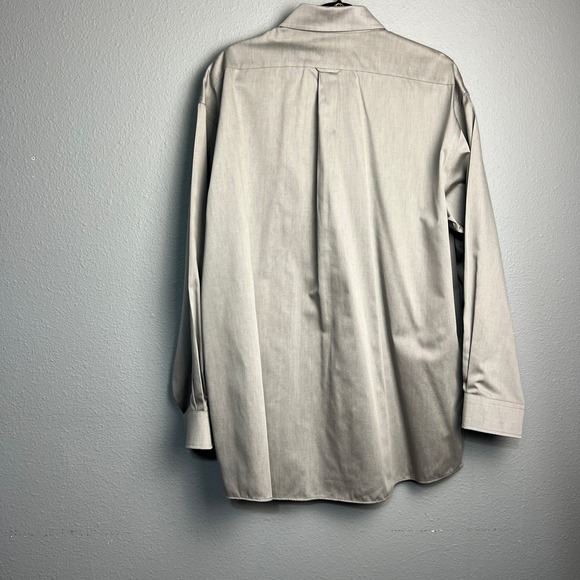 Roundtree & Yorke Dress Shirt Gray Blended Pinpoint Button Down Collar Sz 17 35 - Picture 4 of 9
